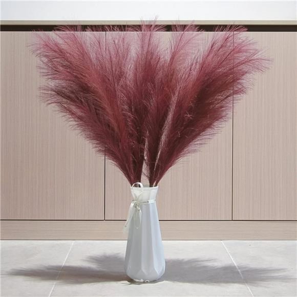 7-Pcs 38"/3.1FT Faux Pampas Grass Large Tall Fluffy Artificial Fake Flower Boho - Picture 6 of 7